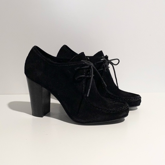 RALPH LAUREN Samara Black Suede Boot Heel Lace Up - Picture 4 of 10